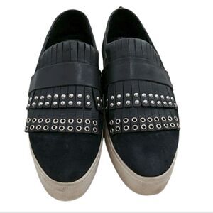 Pedder Red studded fringe platform slip-on loafers with rubber sole size 6.5